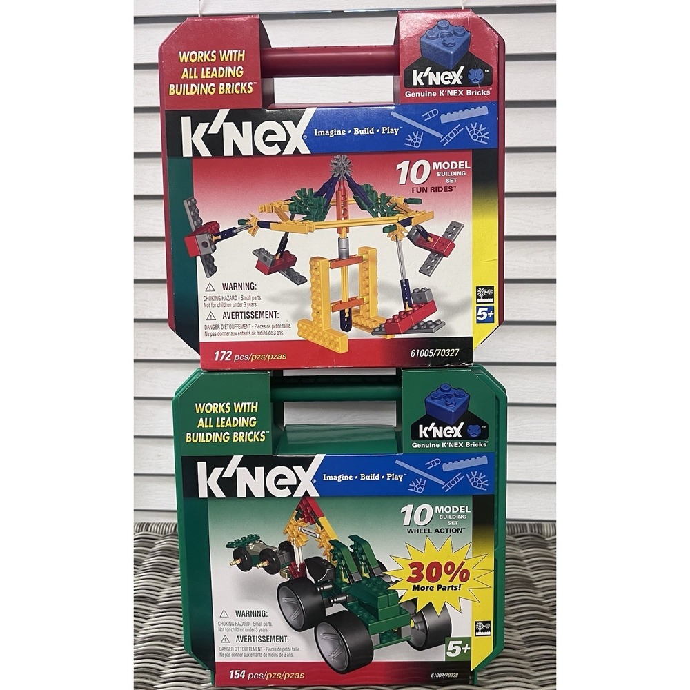 2 K'NEX 10 Model Building Sets Fun Rides & Wheel Action w/ Cases Factory Sealed - Picture 1 of 10
